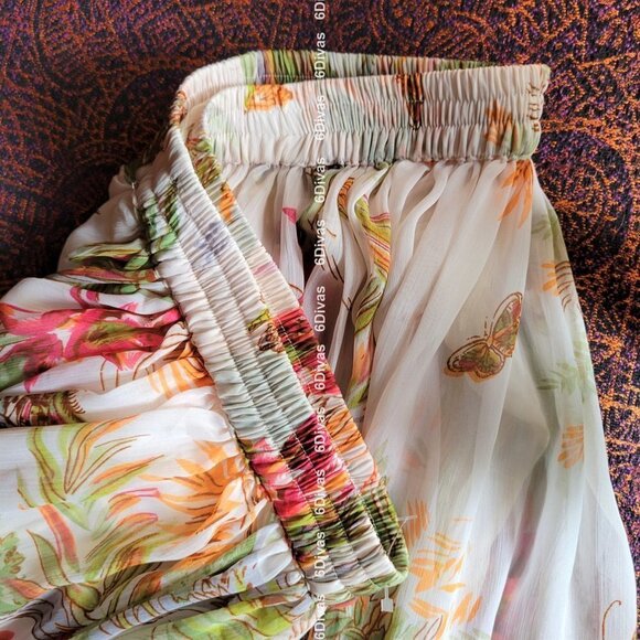 Fifteen Yard Skirt in Cream Beige with butterfly and bird motif - Picture 5 of 11